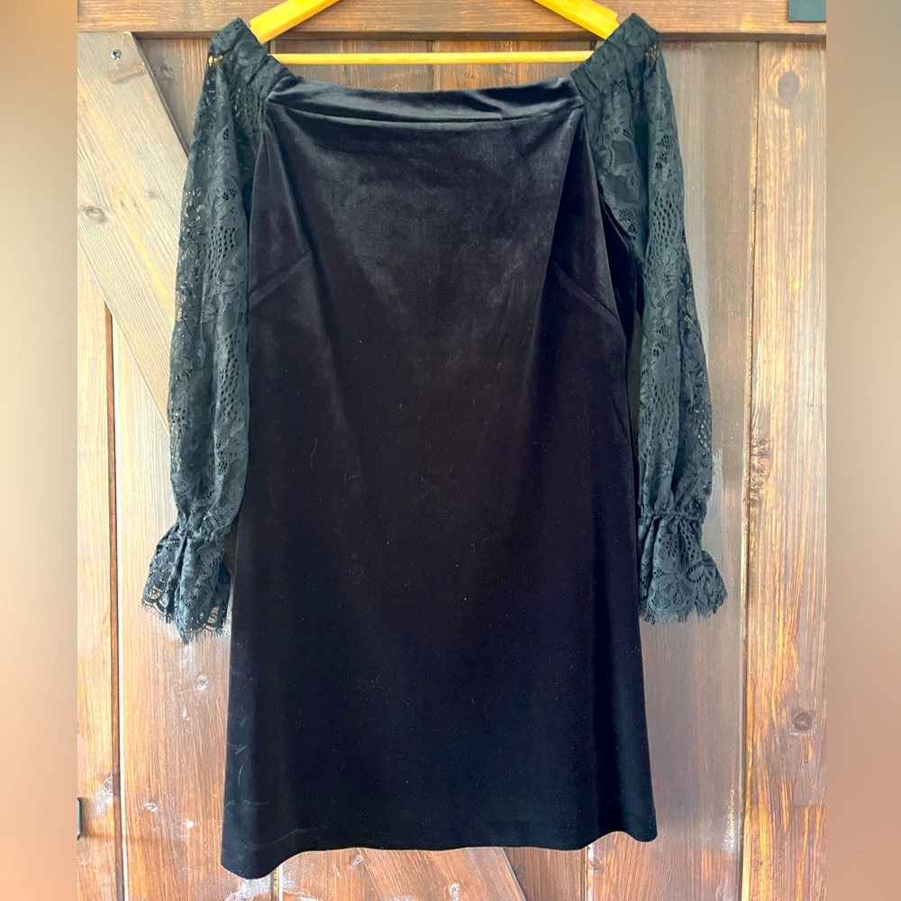 Black White House Black Market velvet dress